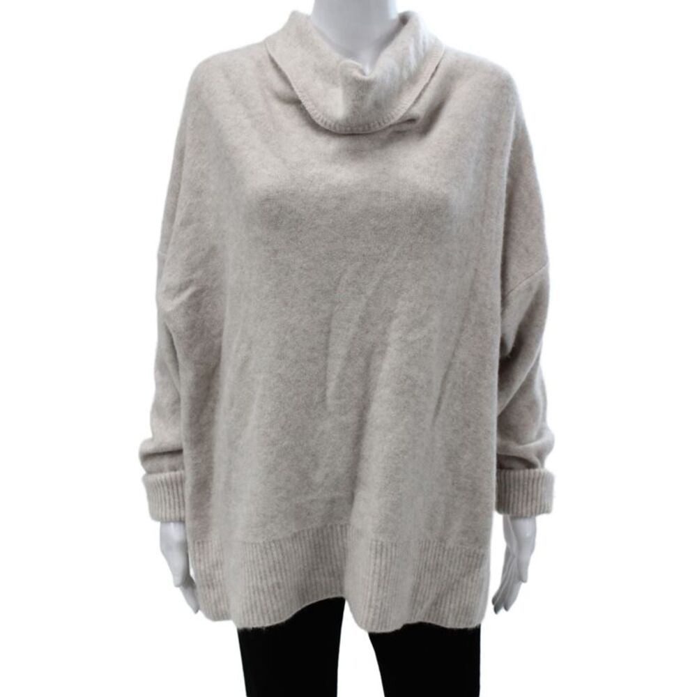 Vince Women Pullover Cashmere Cowl Neck Long Sleeve Beige Sweater Size 3XL